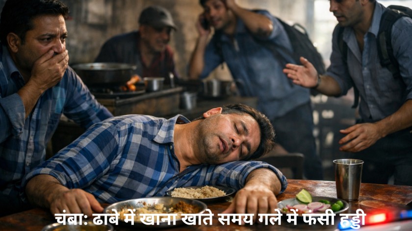 chamba ढाबे में खाना खाते समय गले में फंसी हड्डी